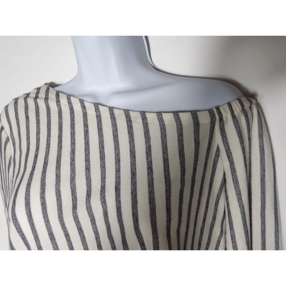 Banana Republic XS Asymmetrical Off the Shoulder Top Shirt Blouse White Striped - Picture 3 of 11